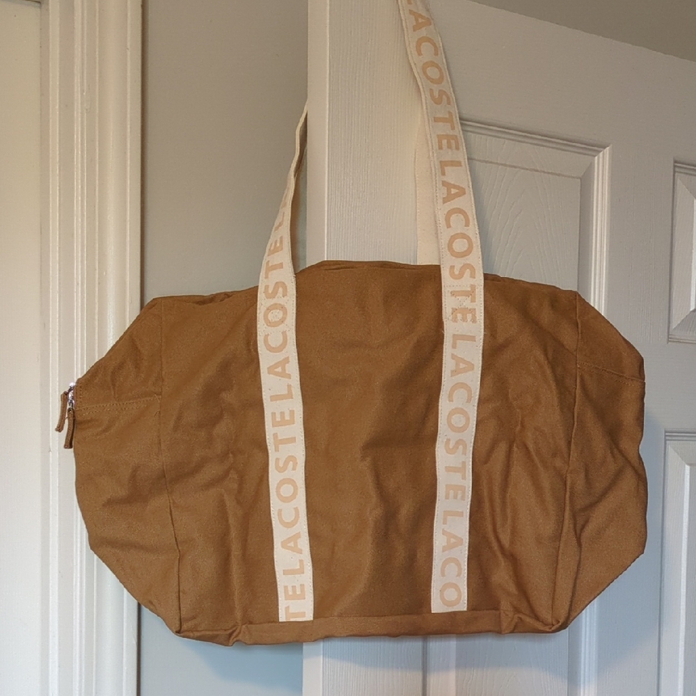 Lacoste Tan Canvas Tote Bag - Picture 1 of 3